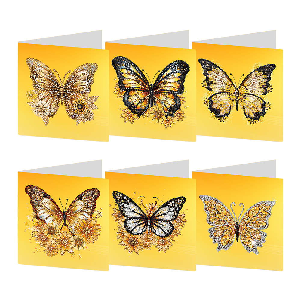 6pcs DIY Diamond Painting Greeting Card - Yellow Butterfly