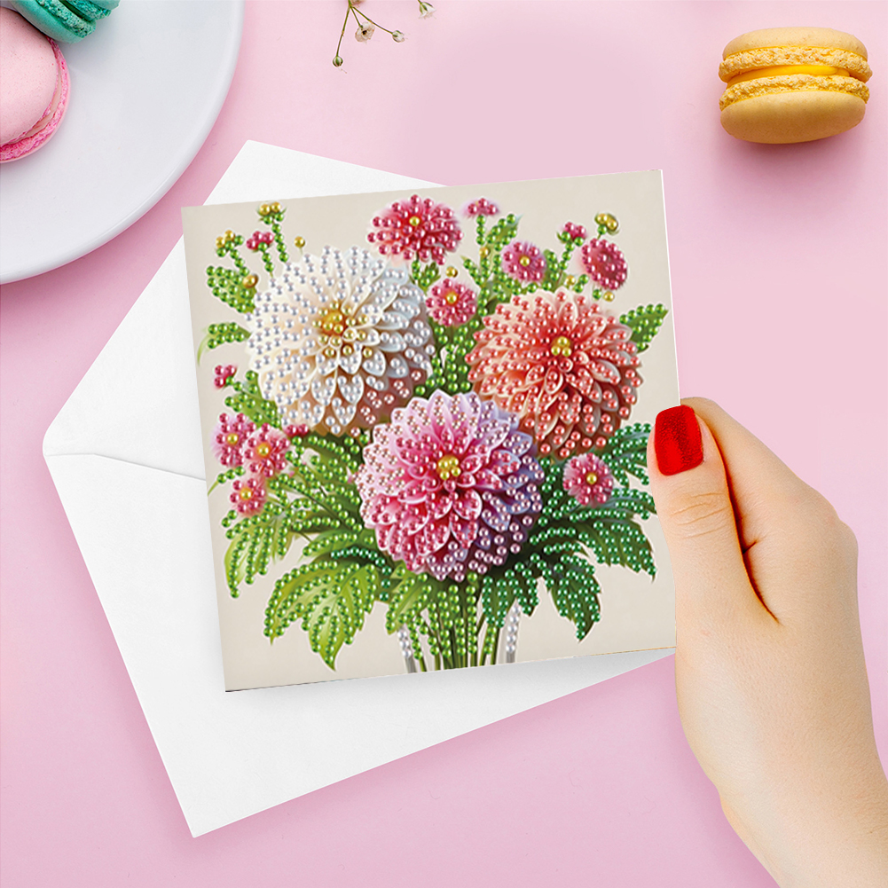 6Pcs DIY Diamond Painting Greeting Card - Bouquet Family