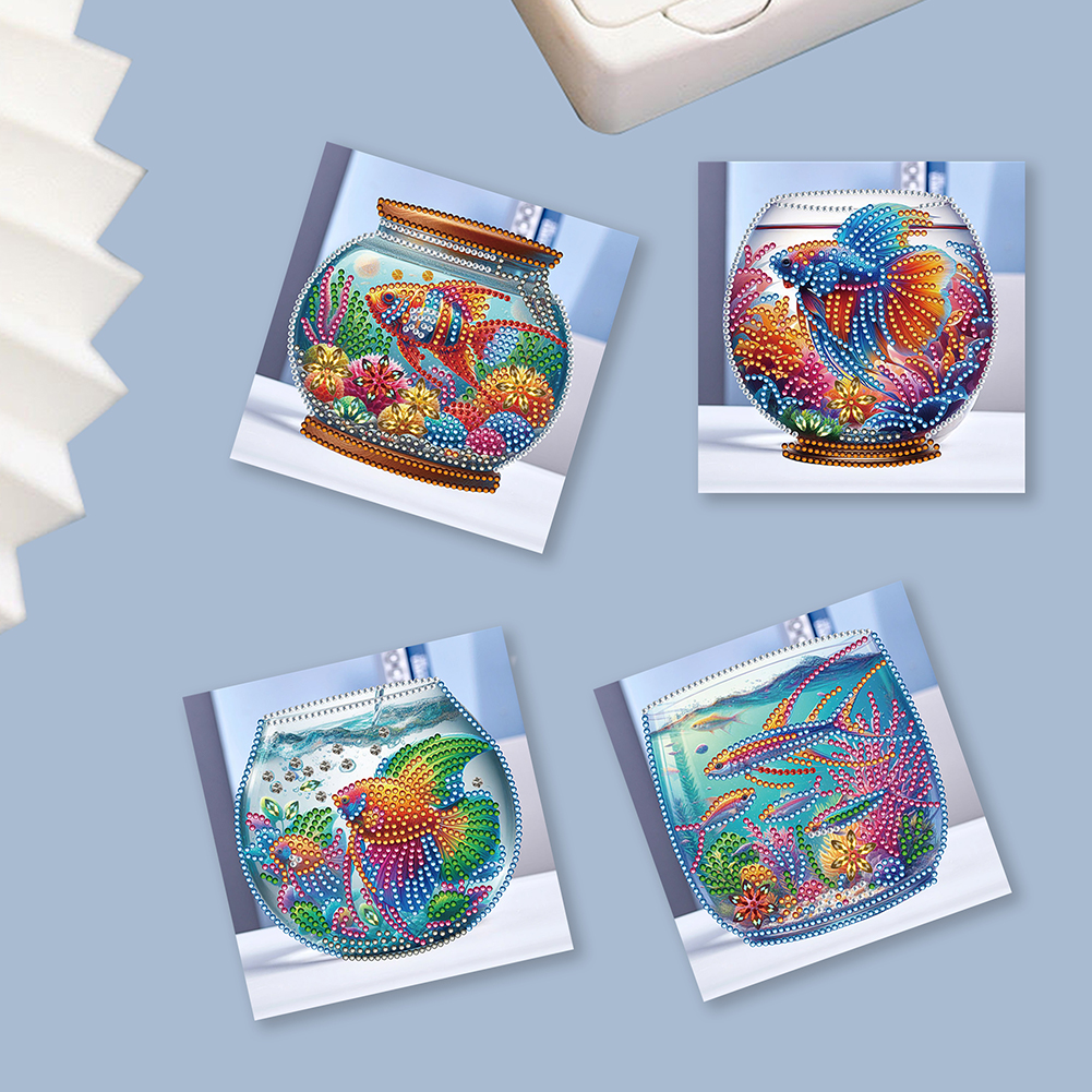 6Pcs DIY Diamond Painting Greeting Card - Fish Tank