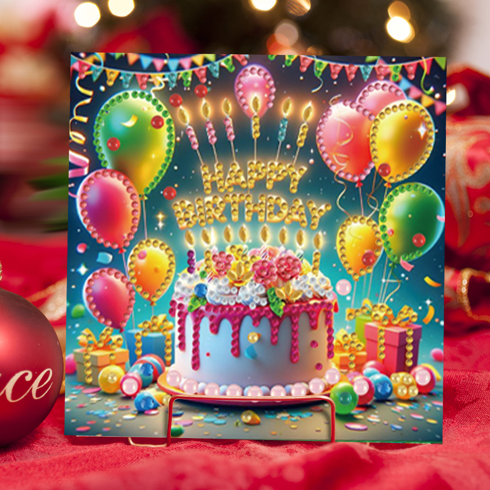 6Pcs DIY Diamond Painting Greeting Card - Birthday