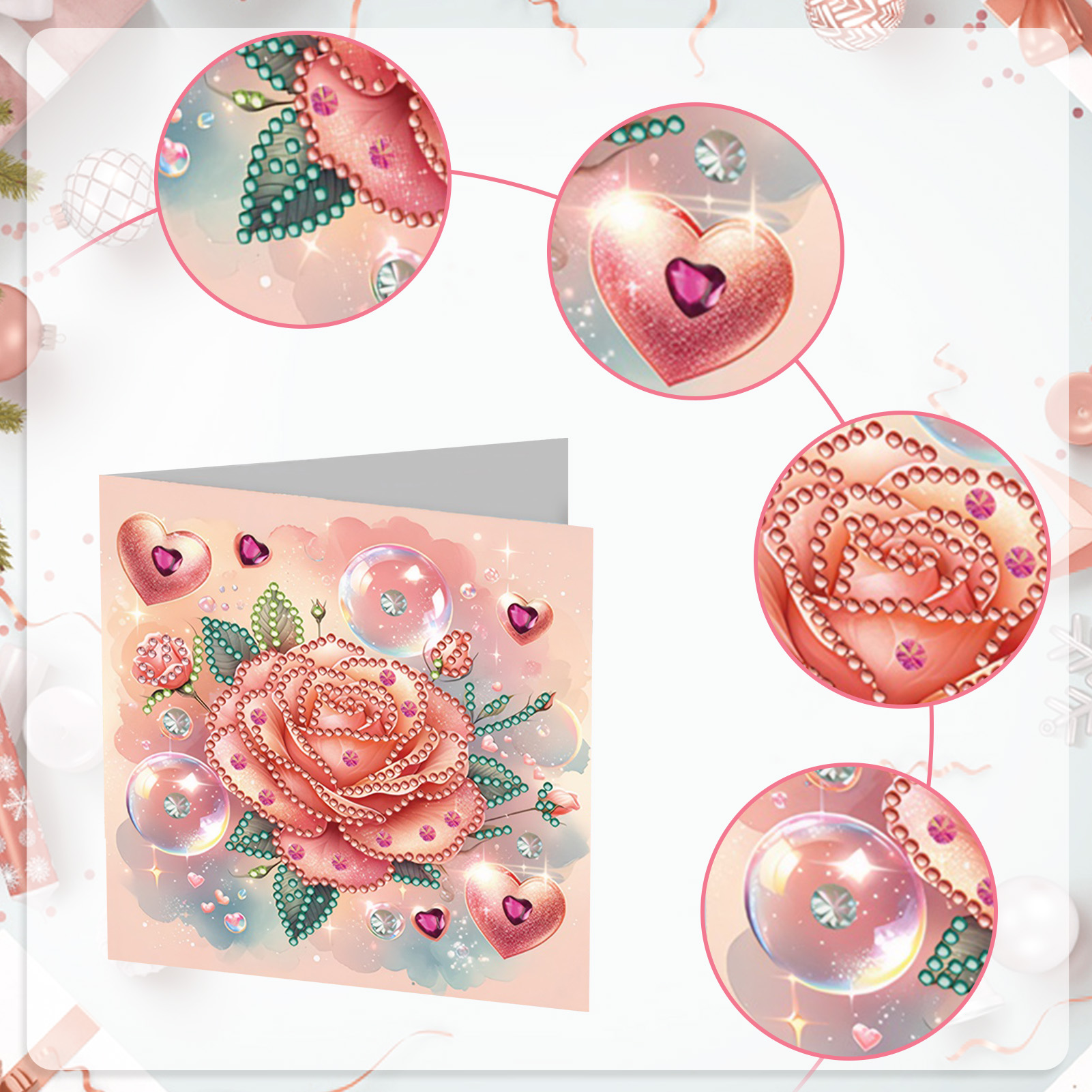 6pcs DIY Diamond Painting Greeting Card - Love Rose