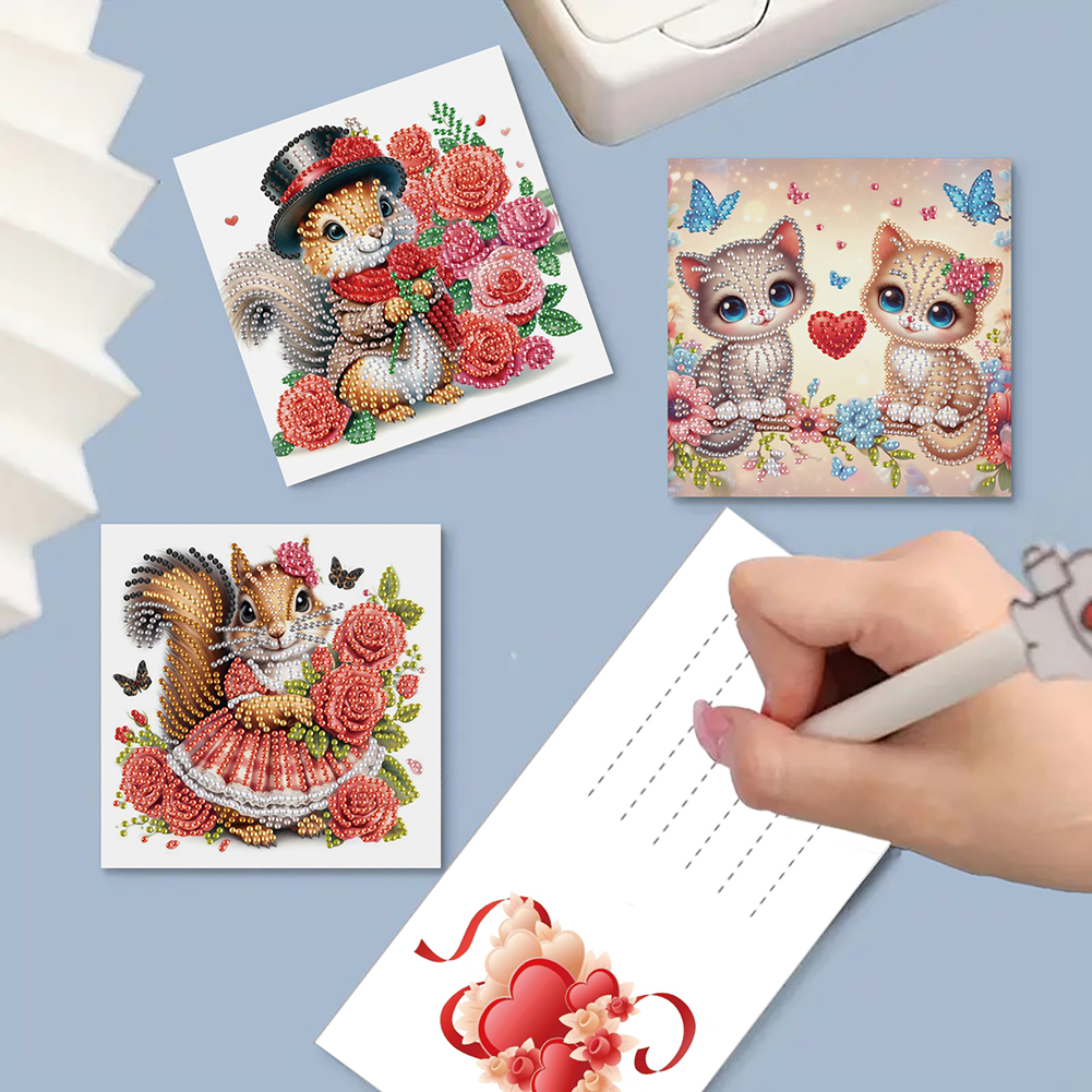 6Pcs DIY Diamond Painting Greeting Card - Animals