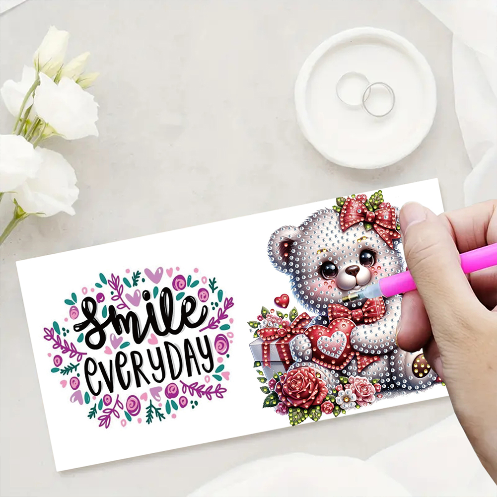 6Pcs DIY Diamond Painting Greeting Card - Bear