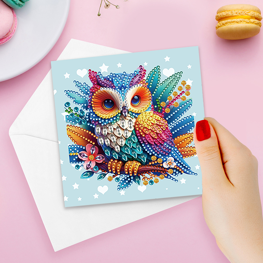 6pcs DIY Diamond Painting Greeting Card - Owl