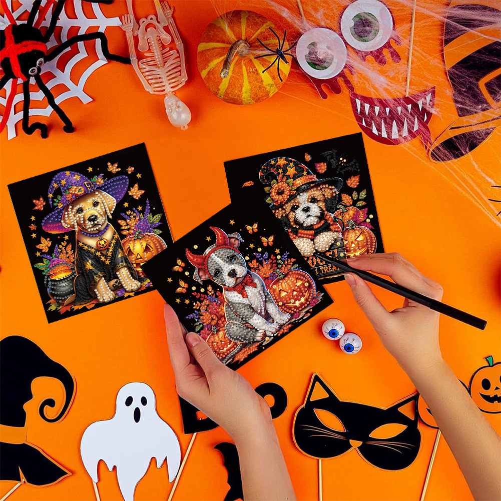 6Pcs DIY Diamond Painting Greeting Card - Halloween Designs