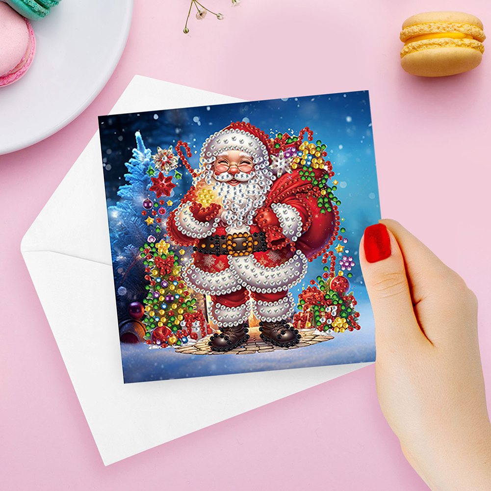 12Pcs DIY Diamond Painting Greeting Card - Santa