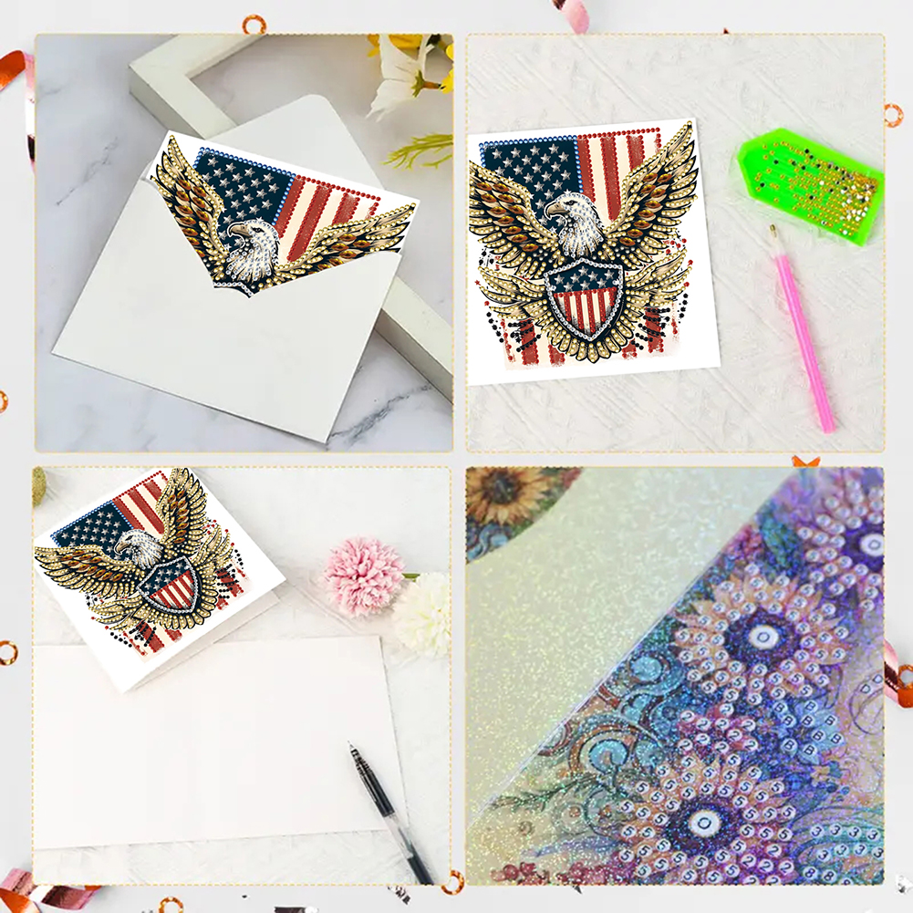 6Pcs DIY Diamond Painting Greeting Card - Independence Day
