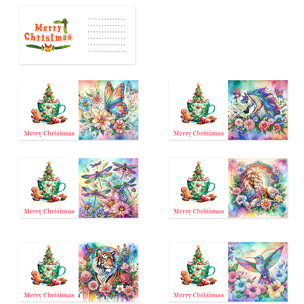 (Limited Stock)6Pcs DIY Diamond Painting Greeting Card - Animals