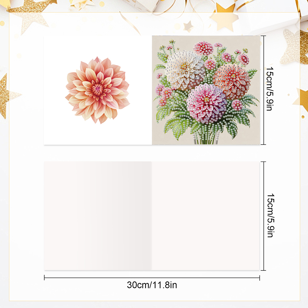 6Pcs DIY Diamond Painting Greeting Card - Bouquet Family
