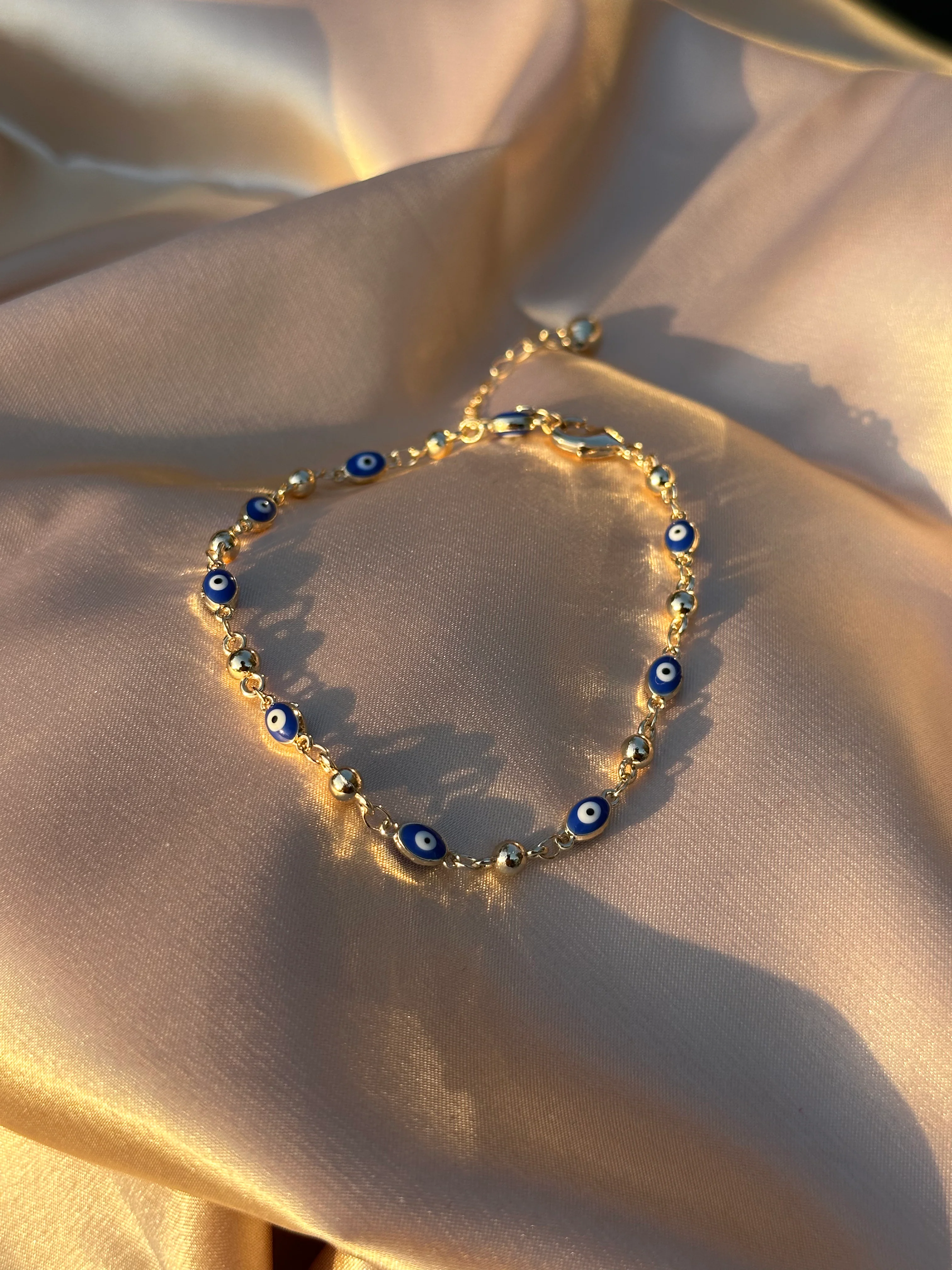 Blue Oval Evil Eye Anklet