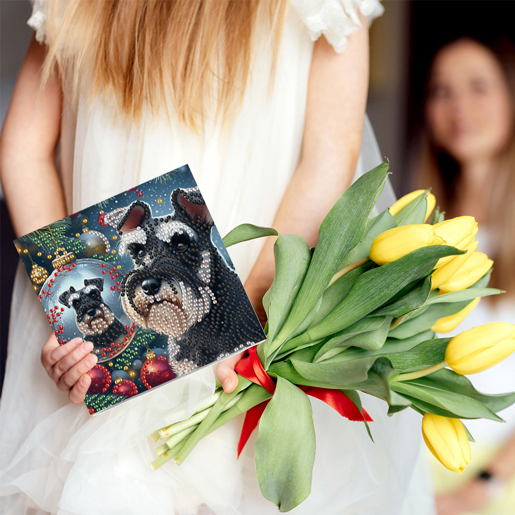 6Pcs DIY Diamond Painting Greeting Card - Christmas Dogs