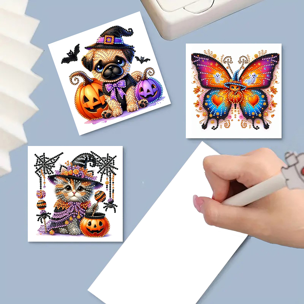 6Pcs DIY Diamond Painting Greeting Card - Halloween