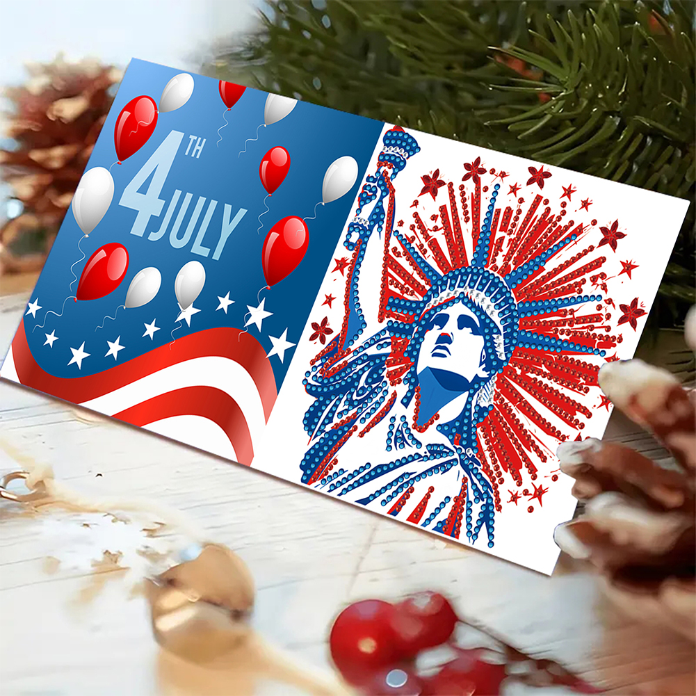 6Pcs DIY Diamond Painting Greeting Card - Independence Day