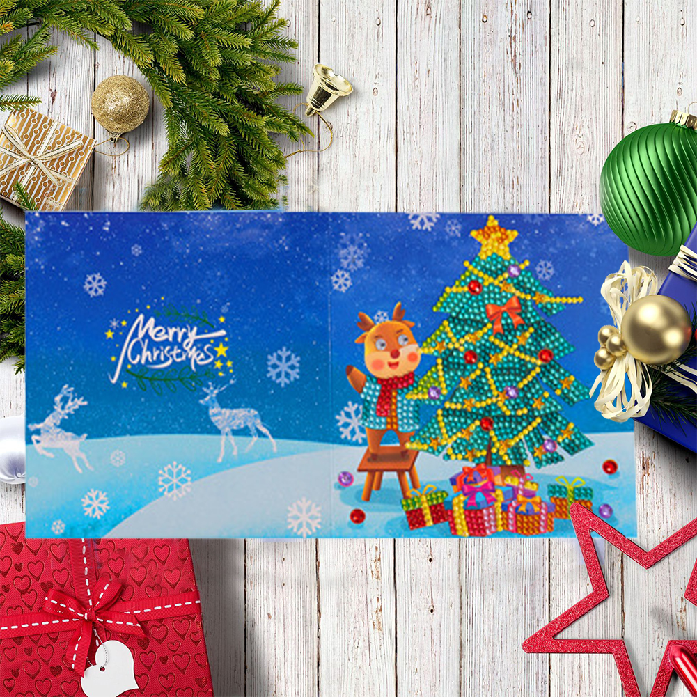 (Limited Stock)4pcs DIY Diamond Painting Greeting Card - Christmas