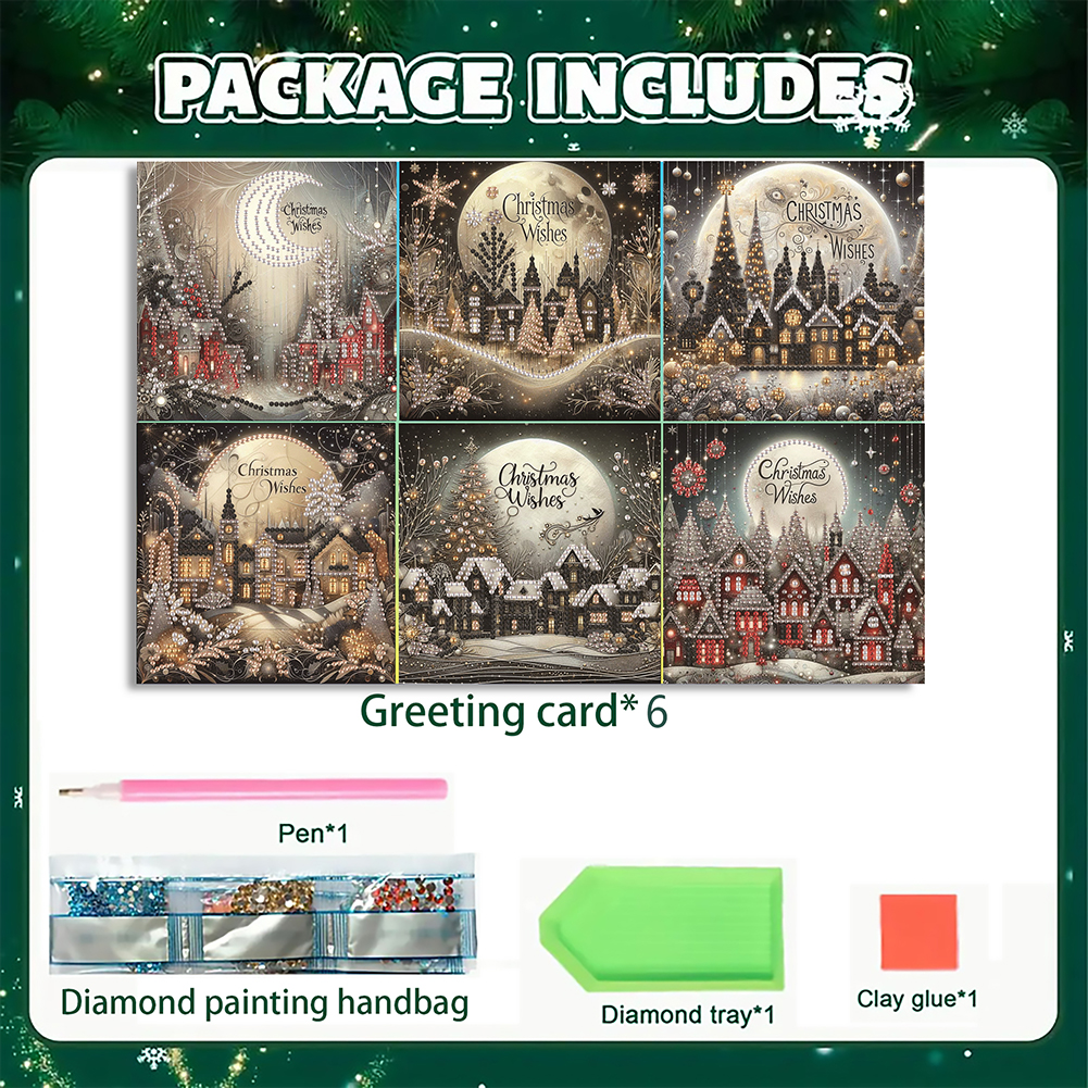 6Pcs DIY Diamond Painting Greeting Card - Christmas