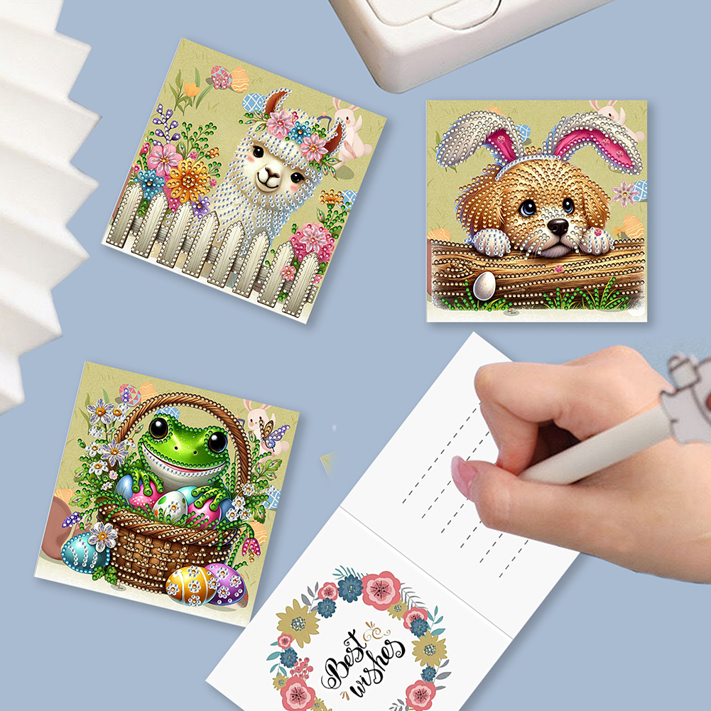 6pcs DIY Diamond Painting Greeting Card - Easter Animals