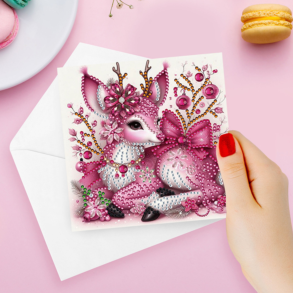 6Pcs DIY Diamond Painting Greeting Card - Winter Fawn