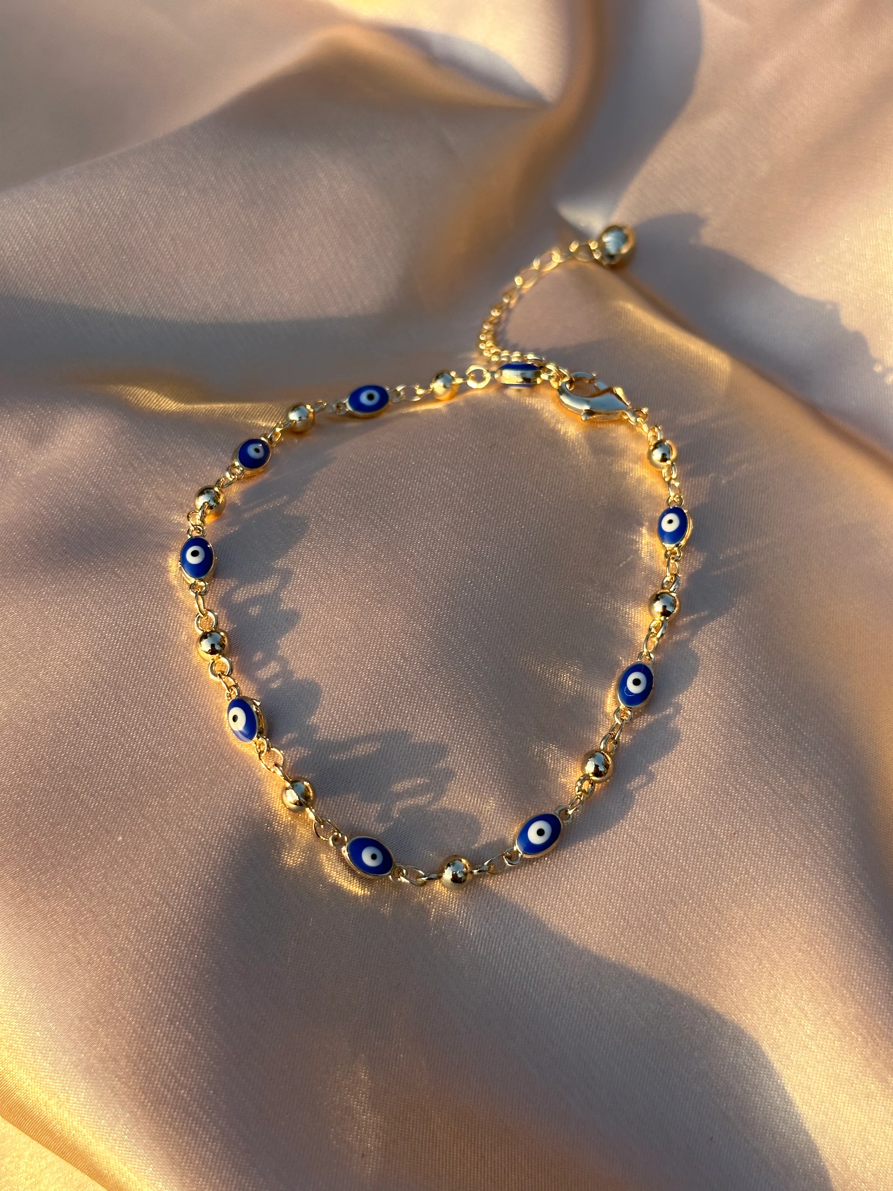 Blue Oval Evil Eye Anklet