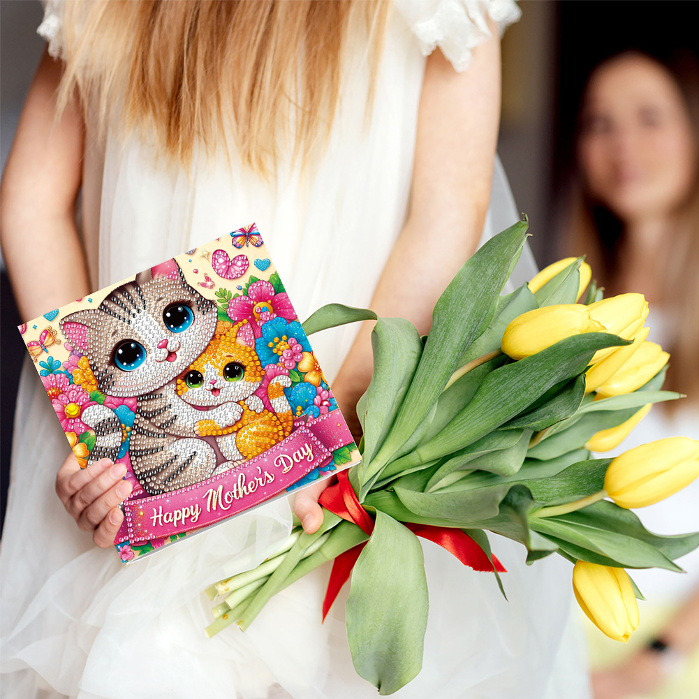 6Pcs DIY Diamond Painting Greeting Card - Happy Mothers Day