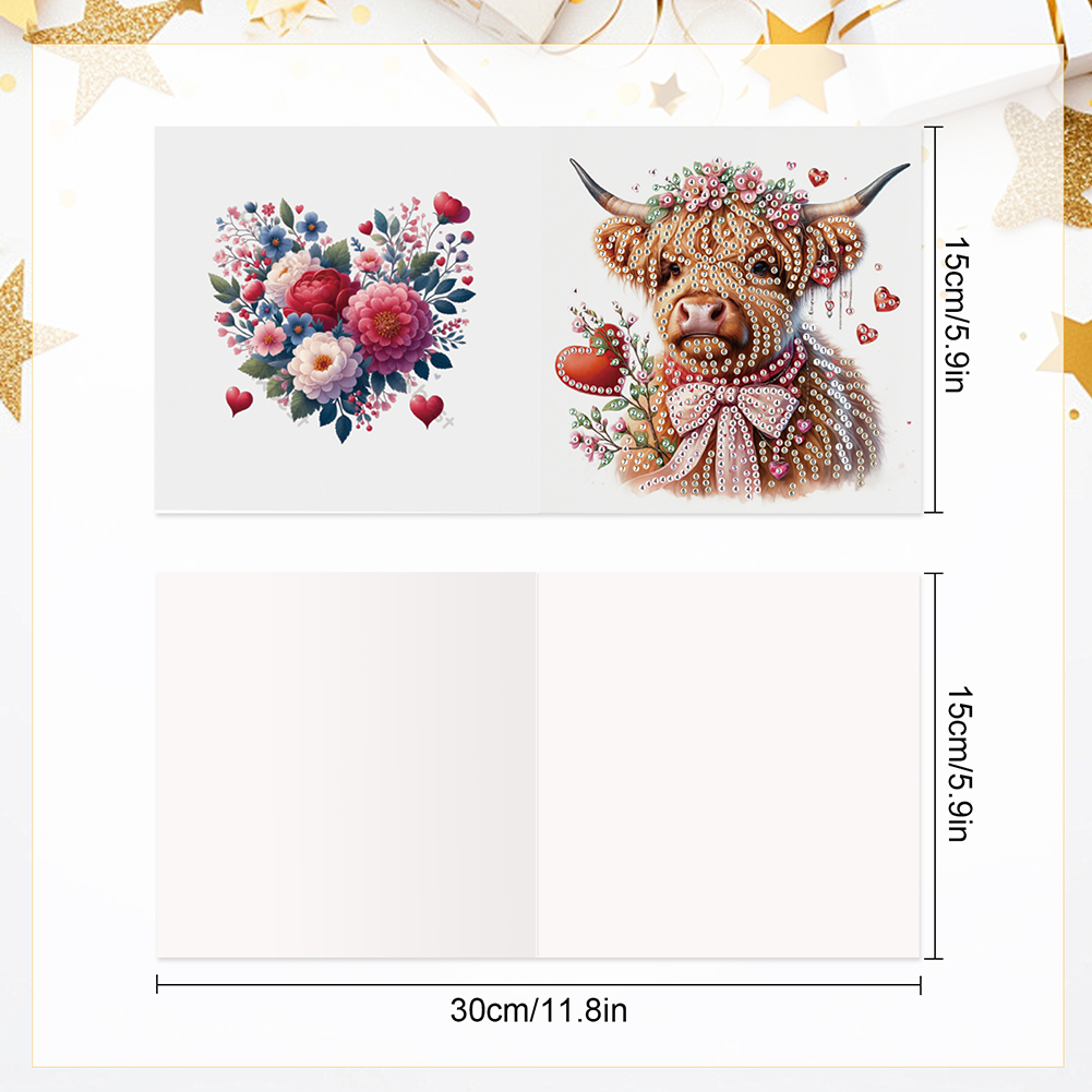 6Pcs DIY Diamond Painting Greeting Card - Love Yak