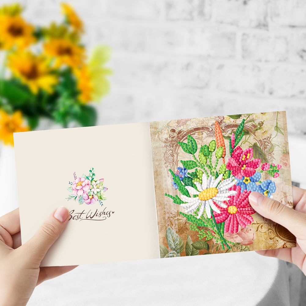 16pcs DIY Diamond Painting Greeting Card - Flower