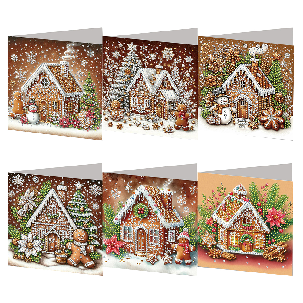6Pcs DIY Diamond Painting Greeting Card - Gingerbread Man