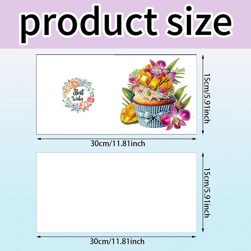 6Pcs DIY Diamond Painting Greeting Card - Cake Flower