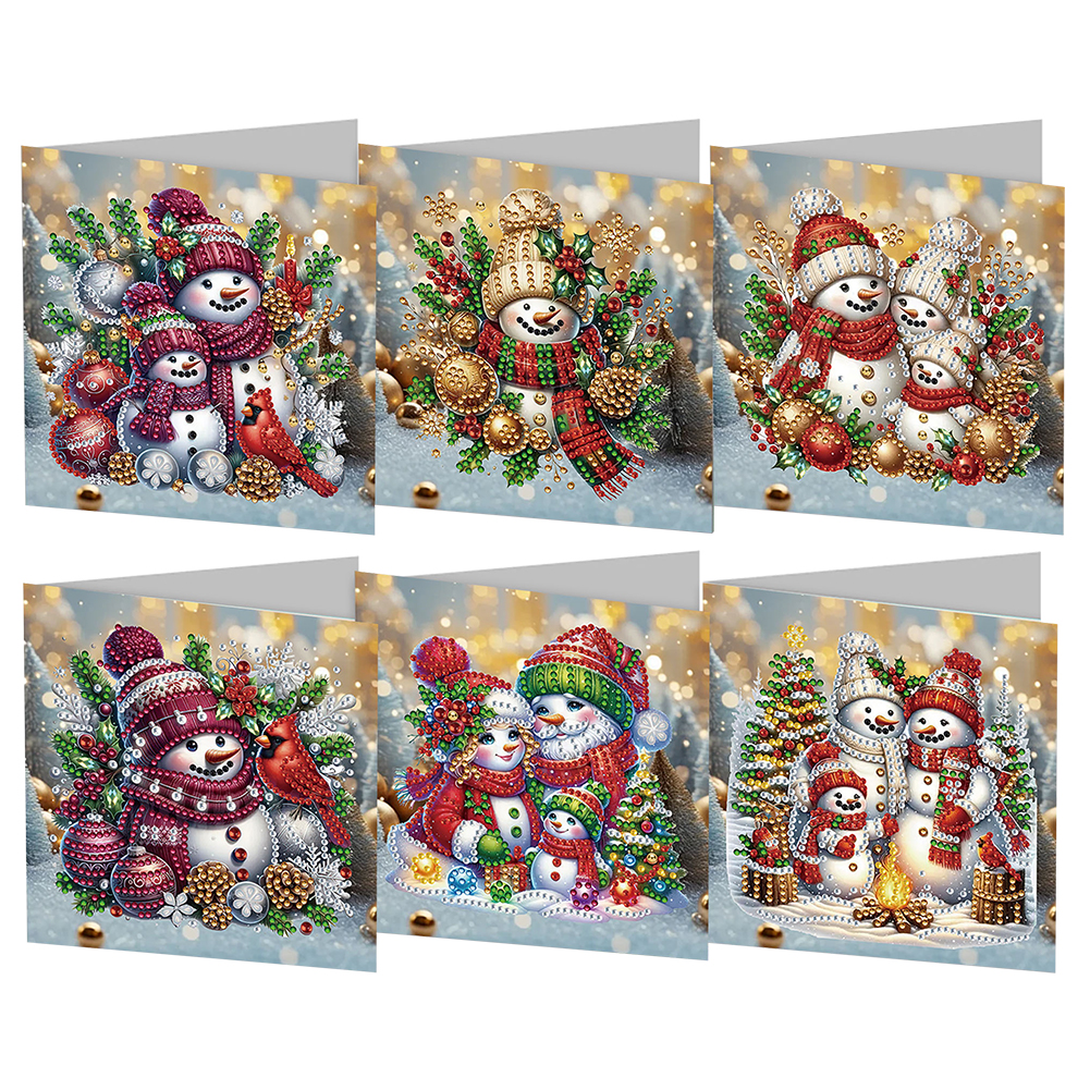 6Pcs DIY Diamond Painting Greeting Card - Snowman