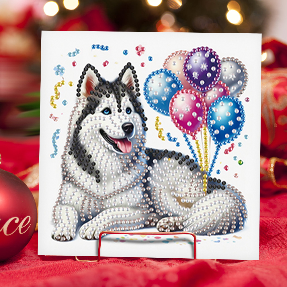 6Pcs DIY Diamond Painting Greeting Card - Party Puppy