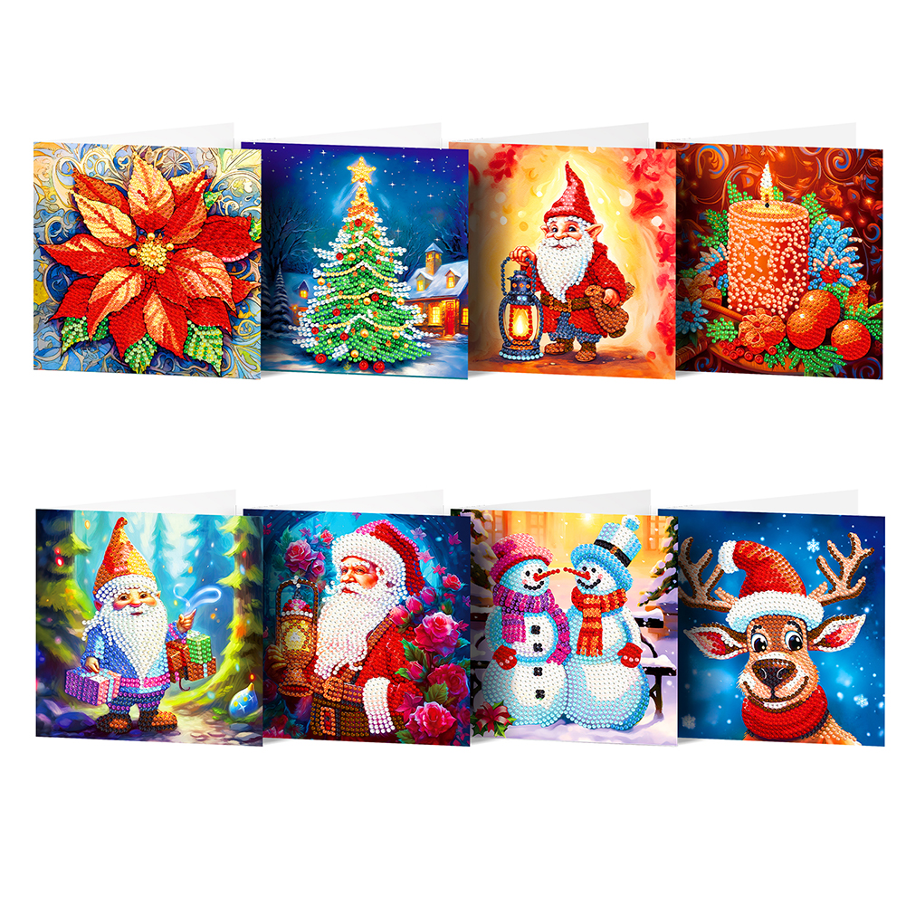 8pcs DIY Diamond Painting Greeting Card - Merry Christmas