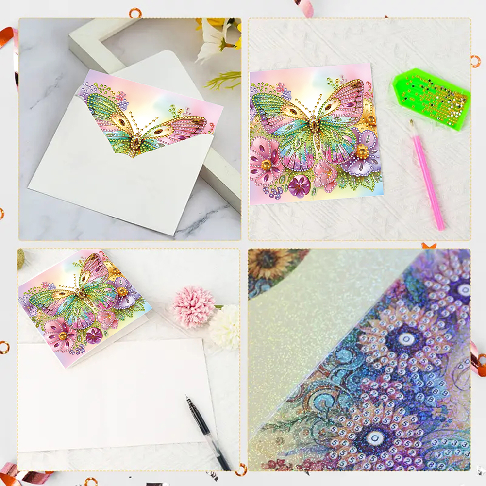 6Pcs DIY Diamond Painting Greeting Card - Butterfly