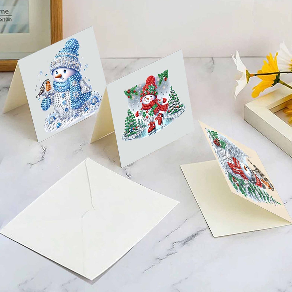 10Pcs DIY Diamond Painting Greeting Card - Winter Snowman