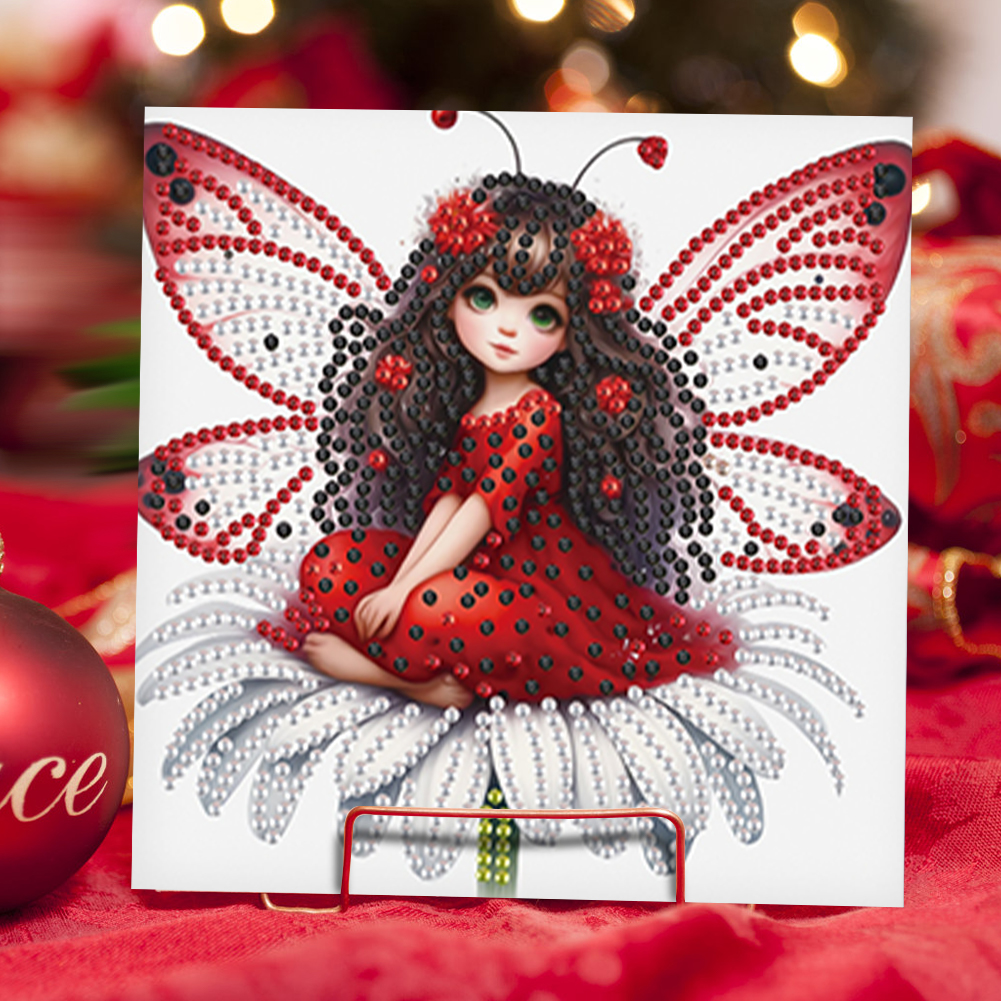6Pcs DIY Diamond Painting Birthday Greeting Card - Elf Girl