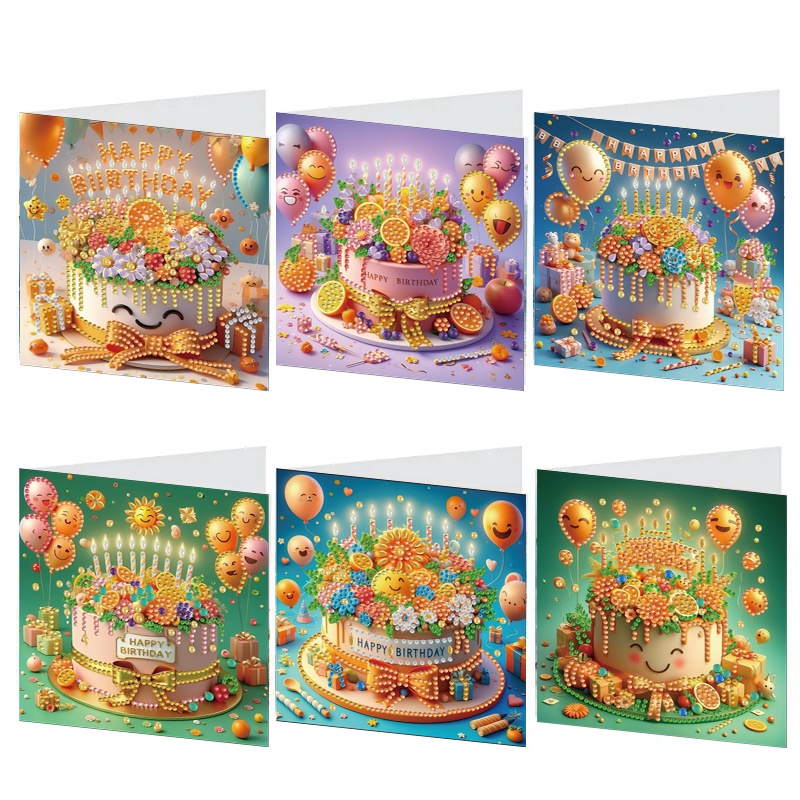 6Pcs DIY Diamond Painting Greeting Card - Birthday