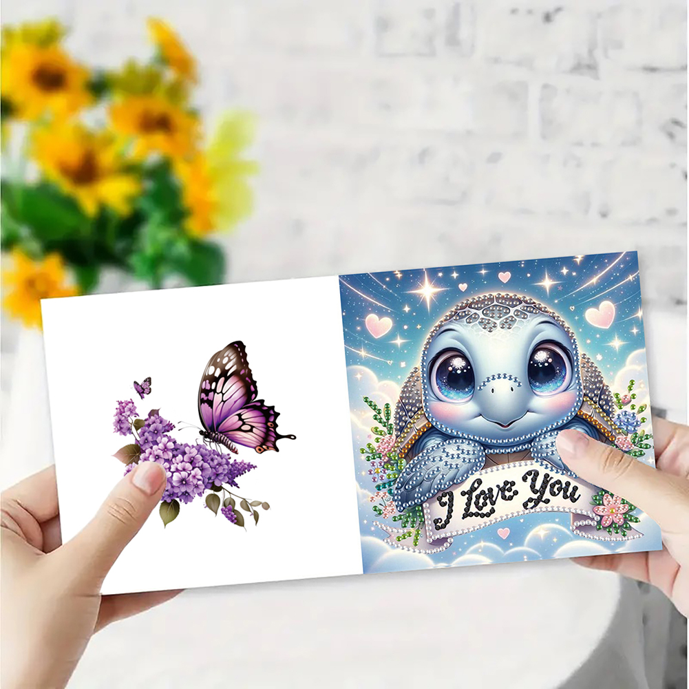 6Pcs DIY Diamond Painting Greeting Card - Tortoise Leopard