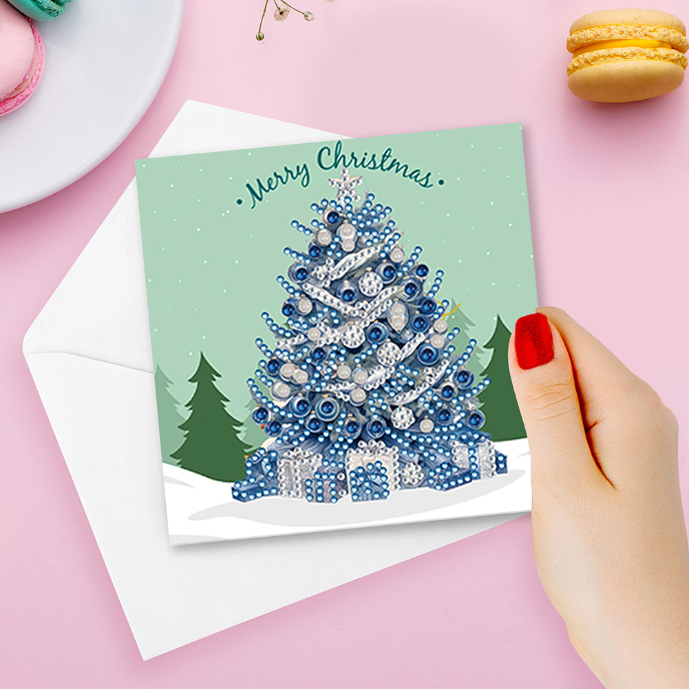 8Pcs DIY Diamond Painting Greeting Card - Xmas Tree