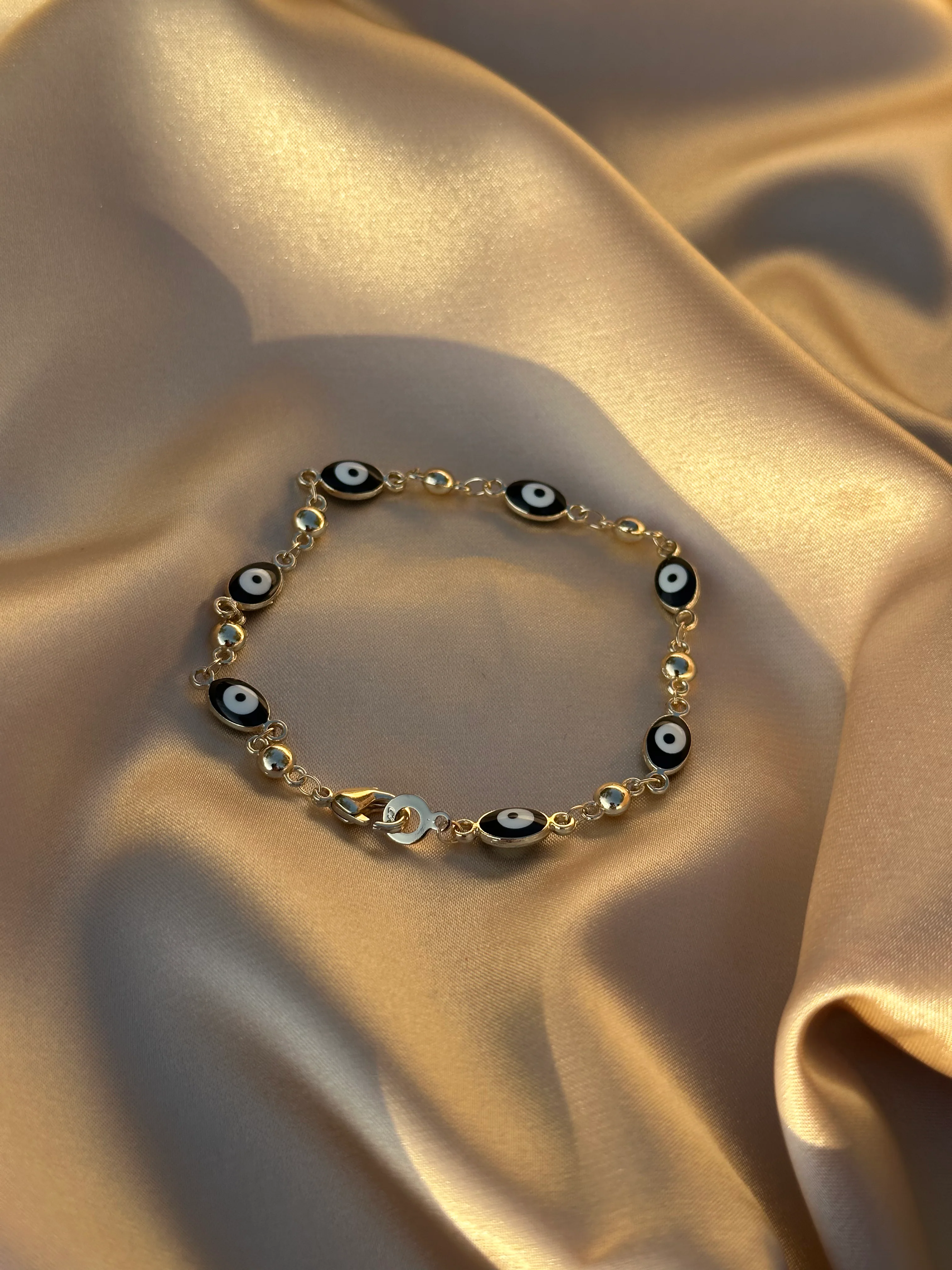 Black Oval Evil Eye Bracelet
