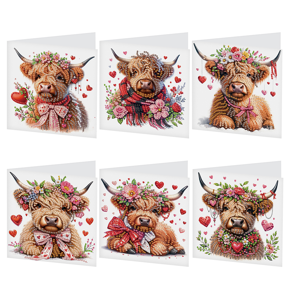 6Pcs DIY Diamond Painting Greeting Card - Love Yak