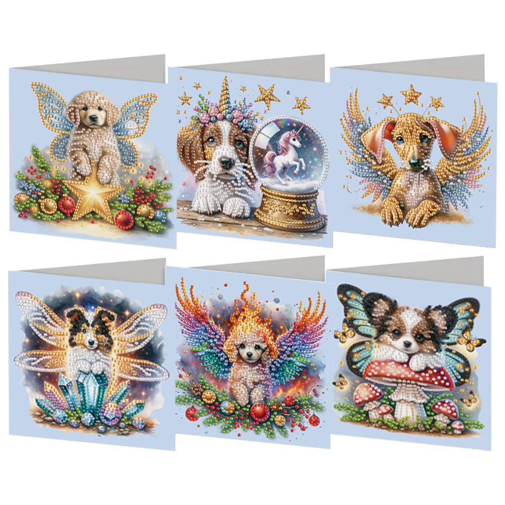 (Limited Stock)6Pcs DIY Diamond Painting Greeting Card - Dog