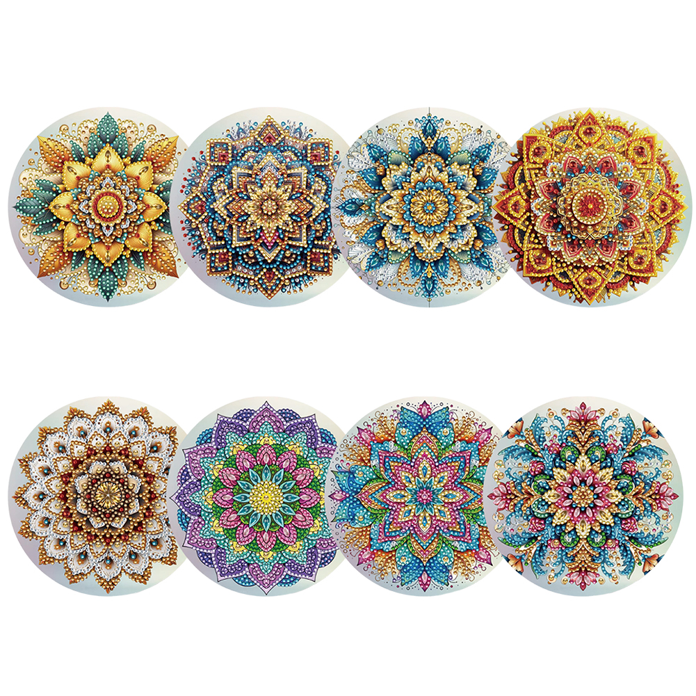 8Pcs DIY Diamond Painting Single-sided Greeting Card - Flowers