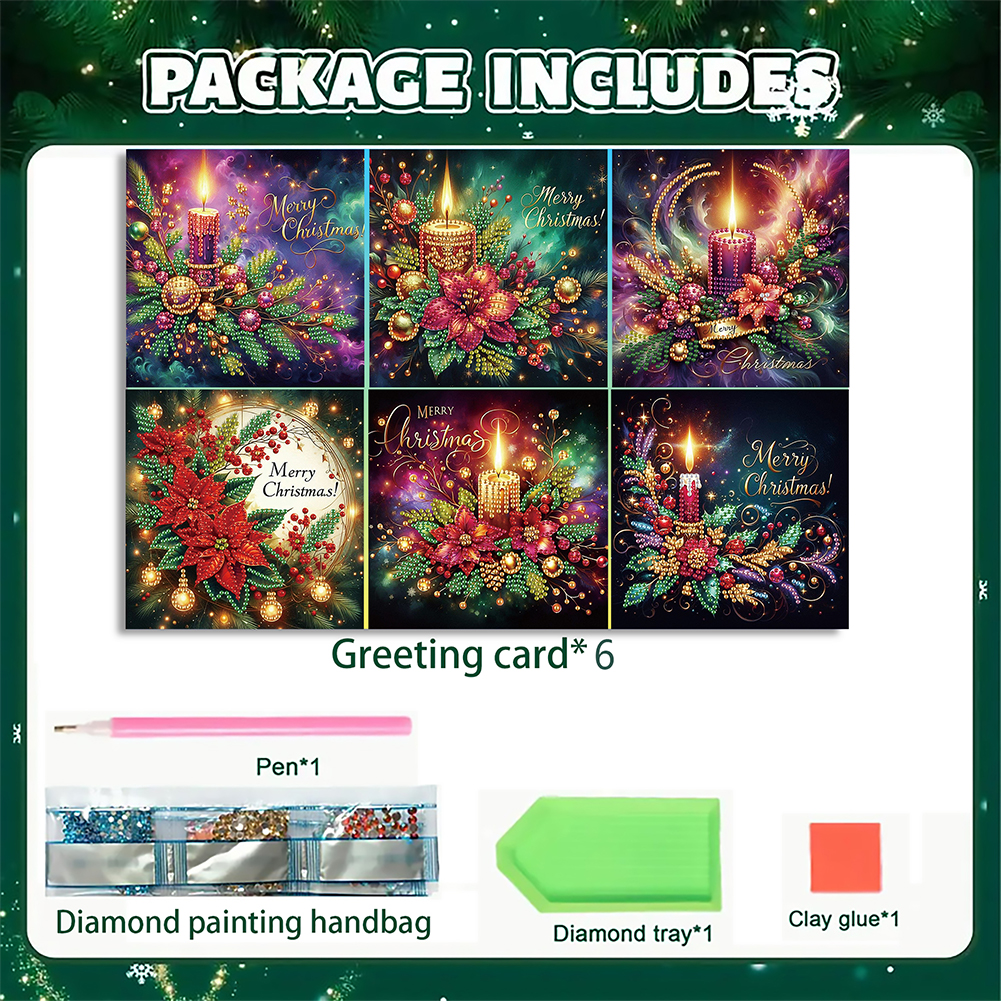 6Pcs DIY Diamond Painting Greeting Card - Christmas