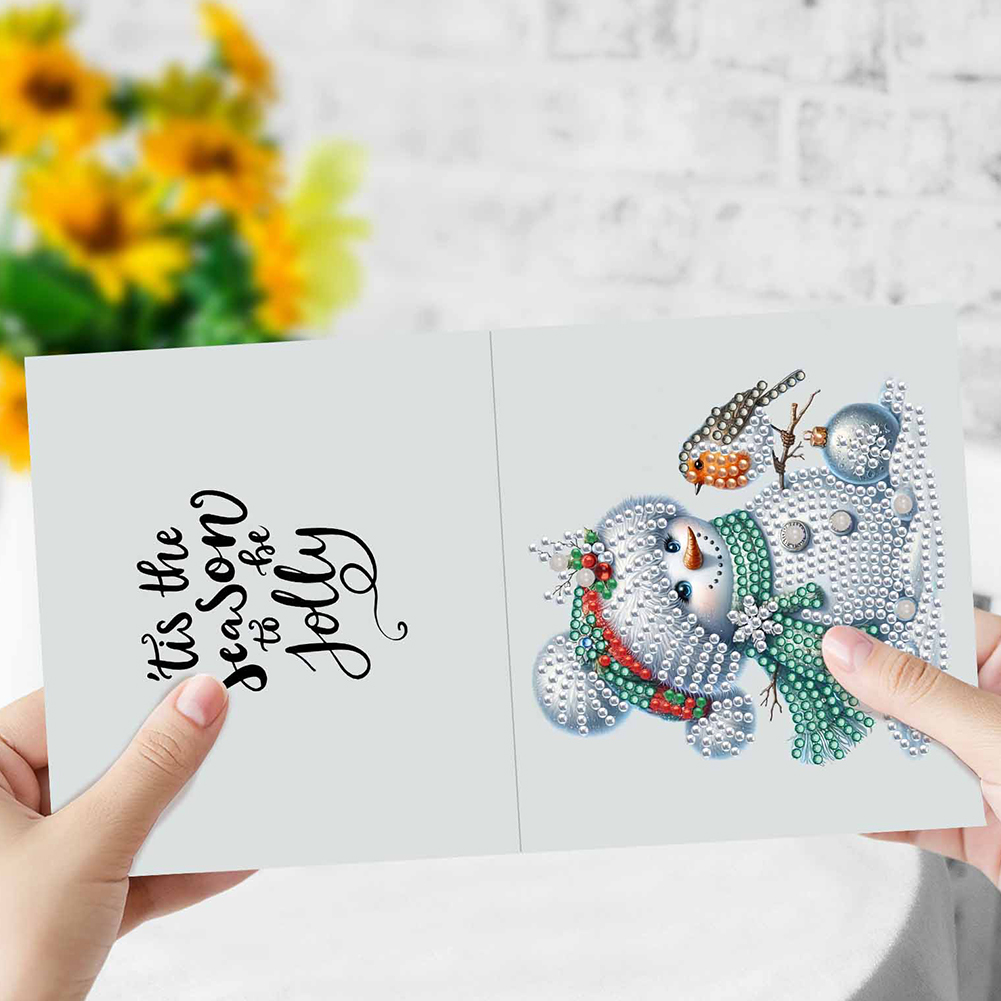 10Pcs DIY Diamond Painting Greeting Card - Winter Snowman