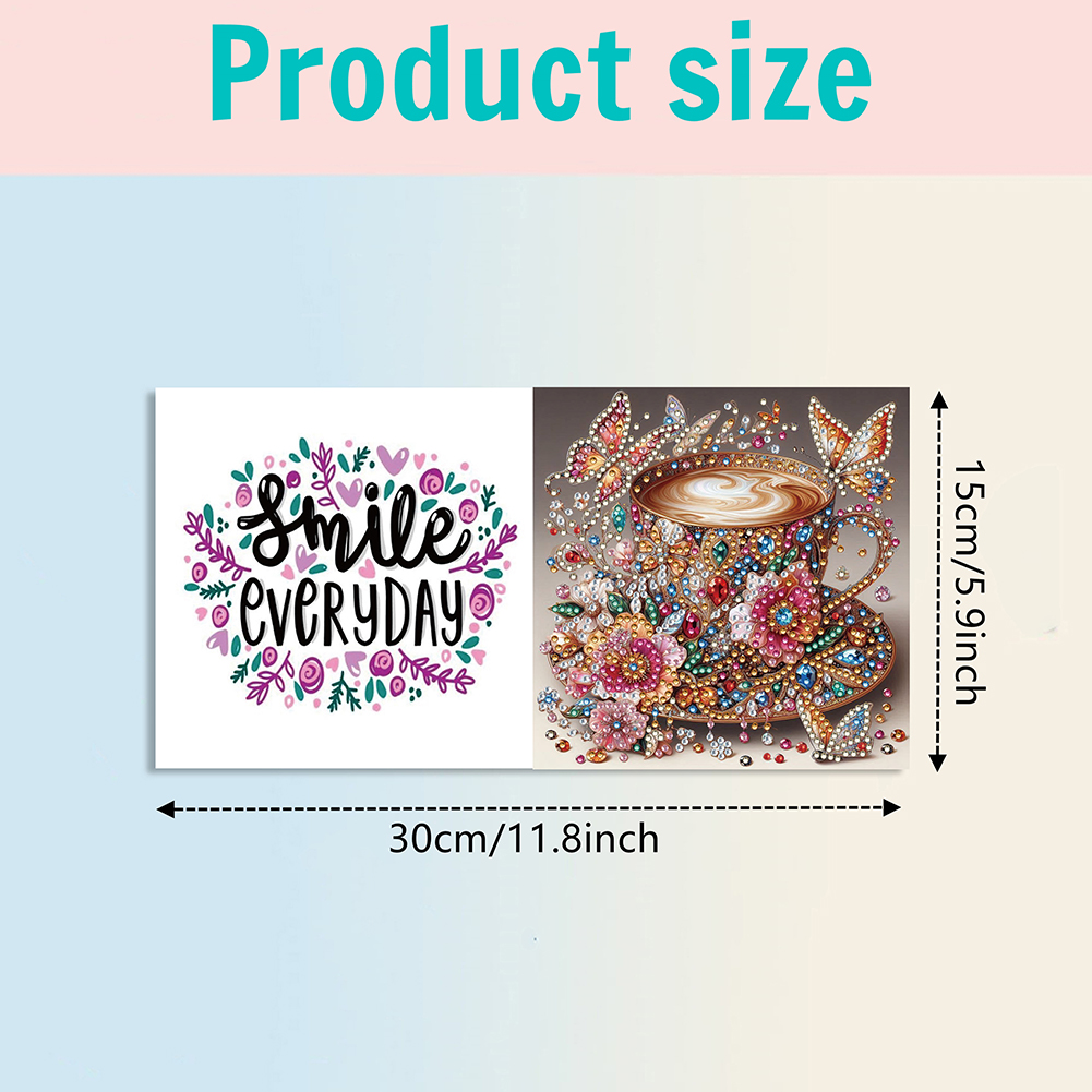 6Pcs DIY Diamond Painting Greeting Card - Coffee