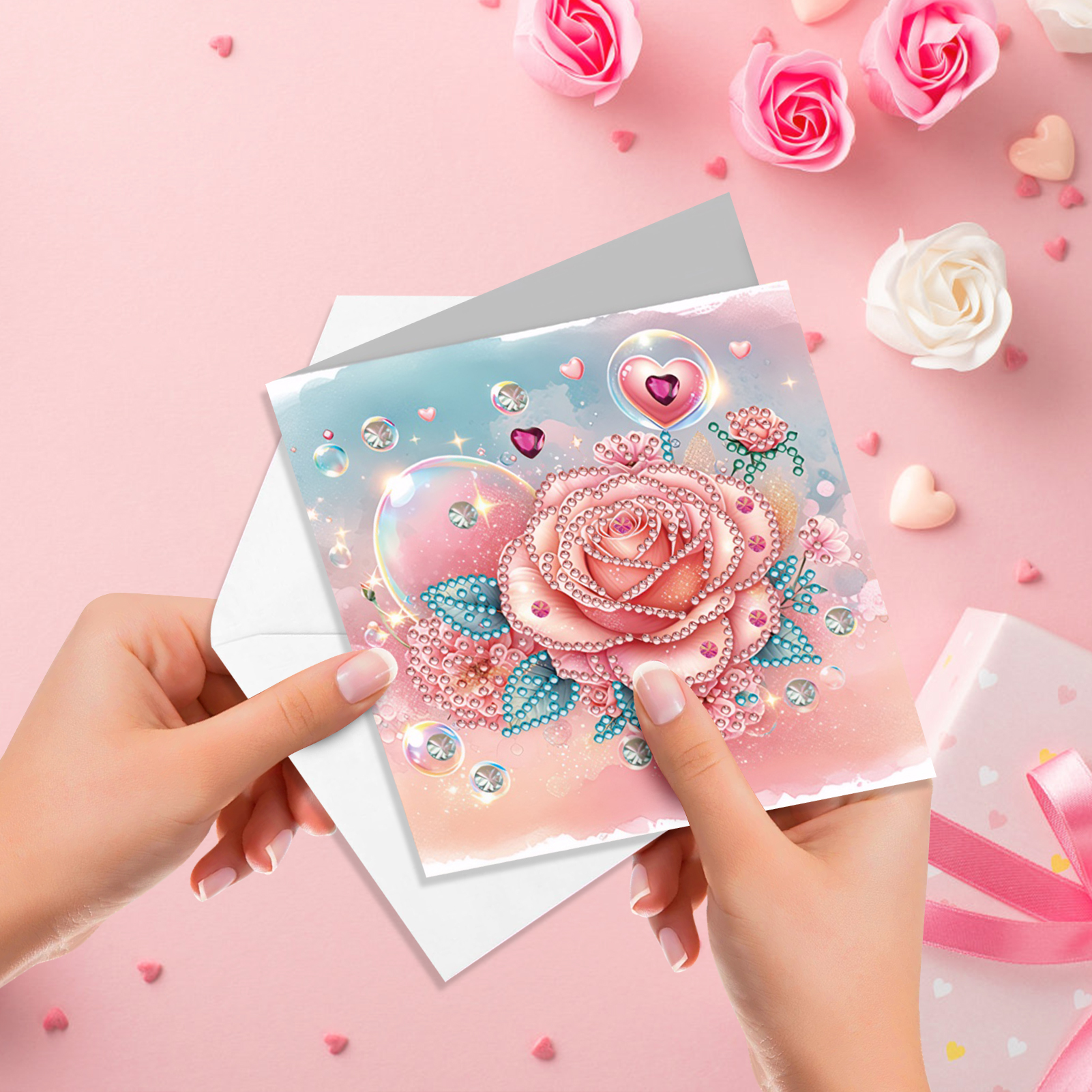 6pcs DIY Diamond Painting Greeting Card - Love Rose