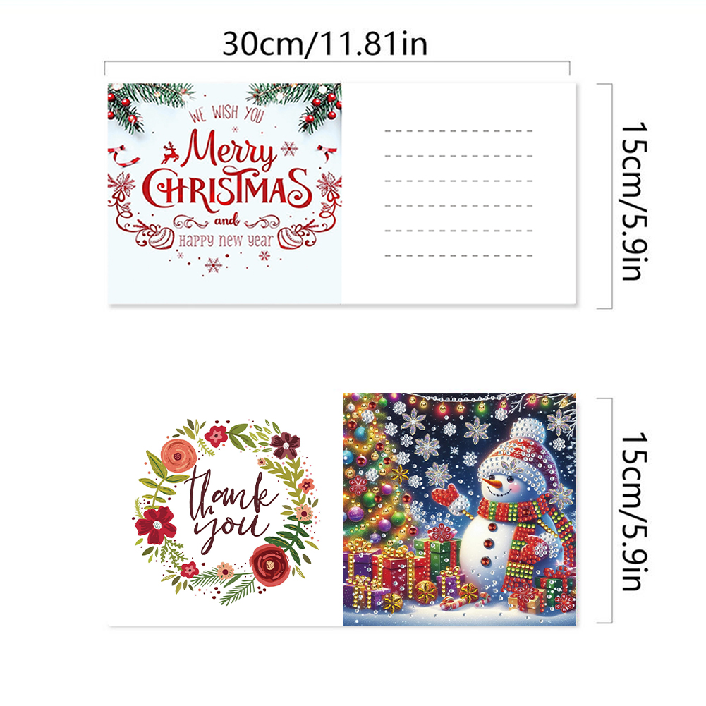6Pcs DIY Diamond Painting Greeting Card - Christmas Series