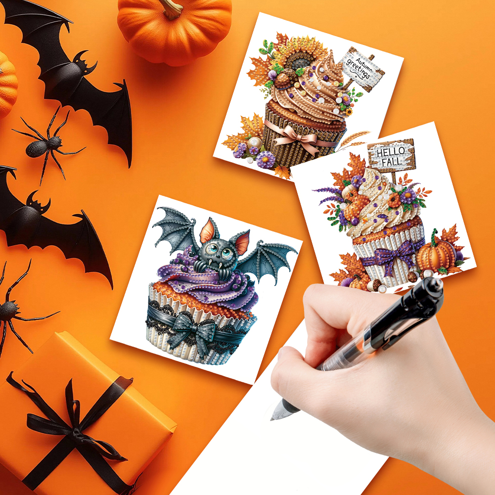 6Pcs DIY Diamond Painting Greeting Card - Halloween Designs