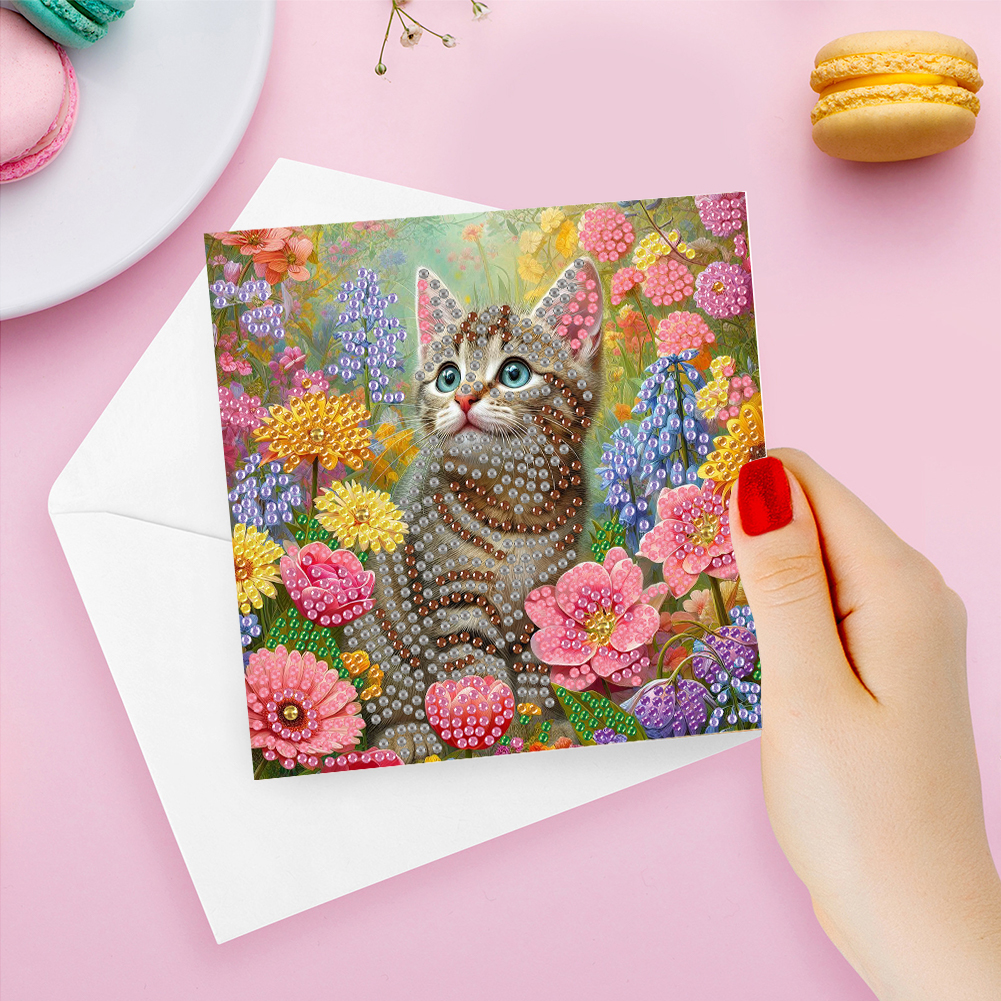 6Pcs DIY Diamond Painting Greeting Card - Cats