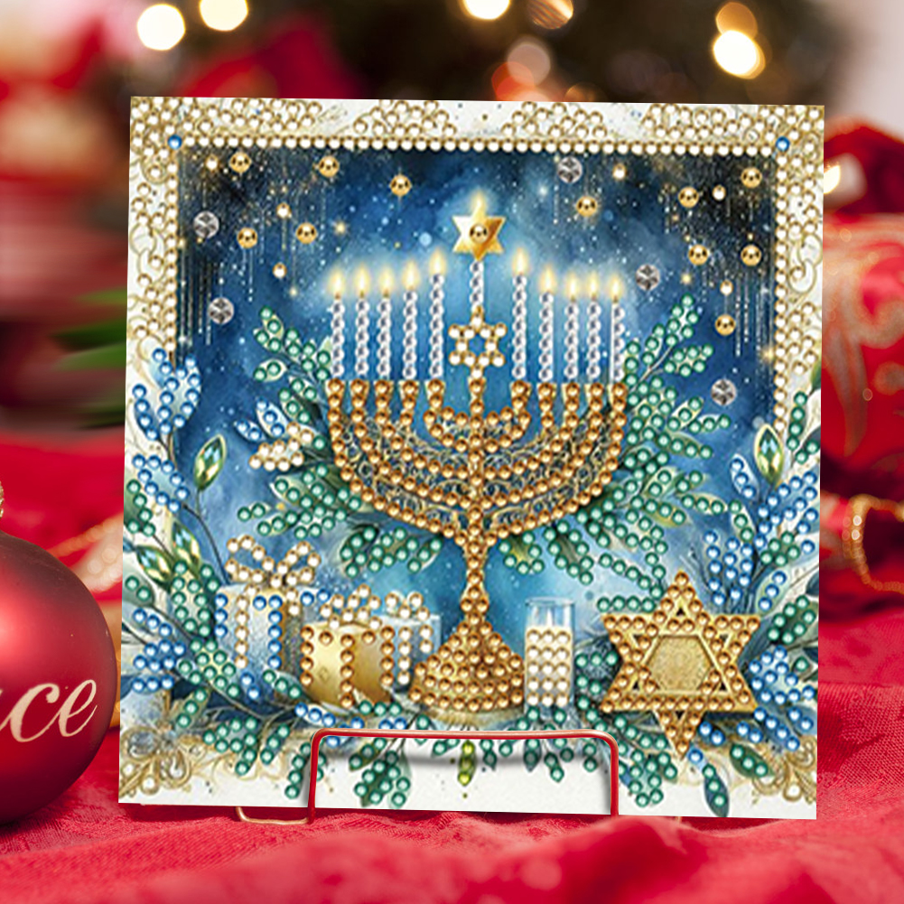 6Pcs DIY Diamond Painting Greeting Card - Hanukkah