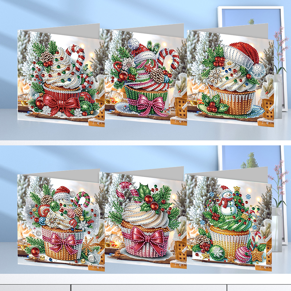 6pcs DIY Diamond Painting Greeting Card - Christmas Dessert