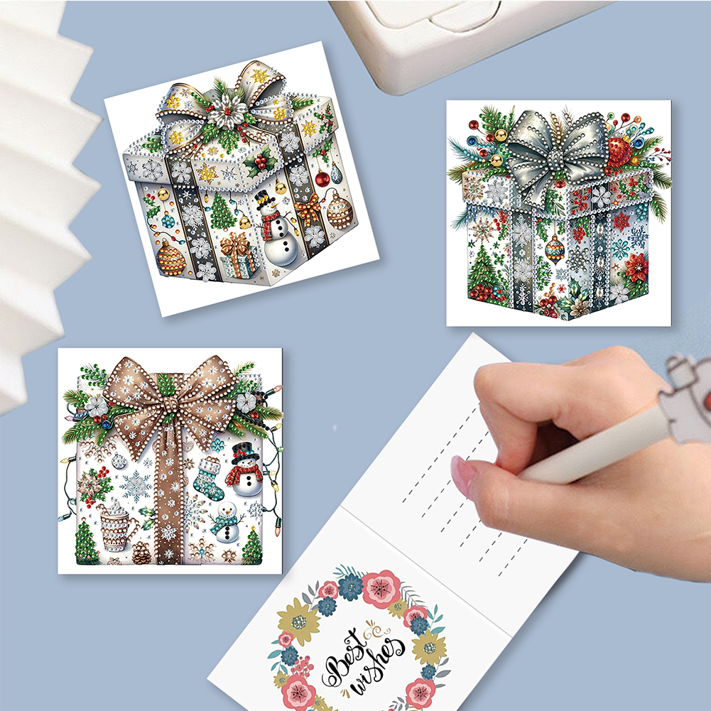 6pcs DIY Diamond Painting Greeting Card - Christmas Gift Box